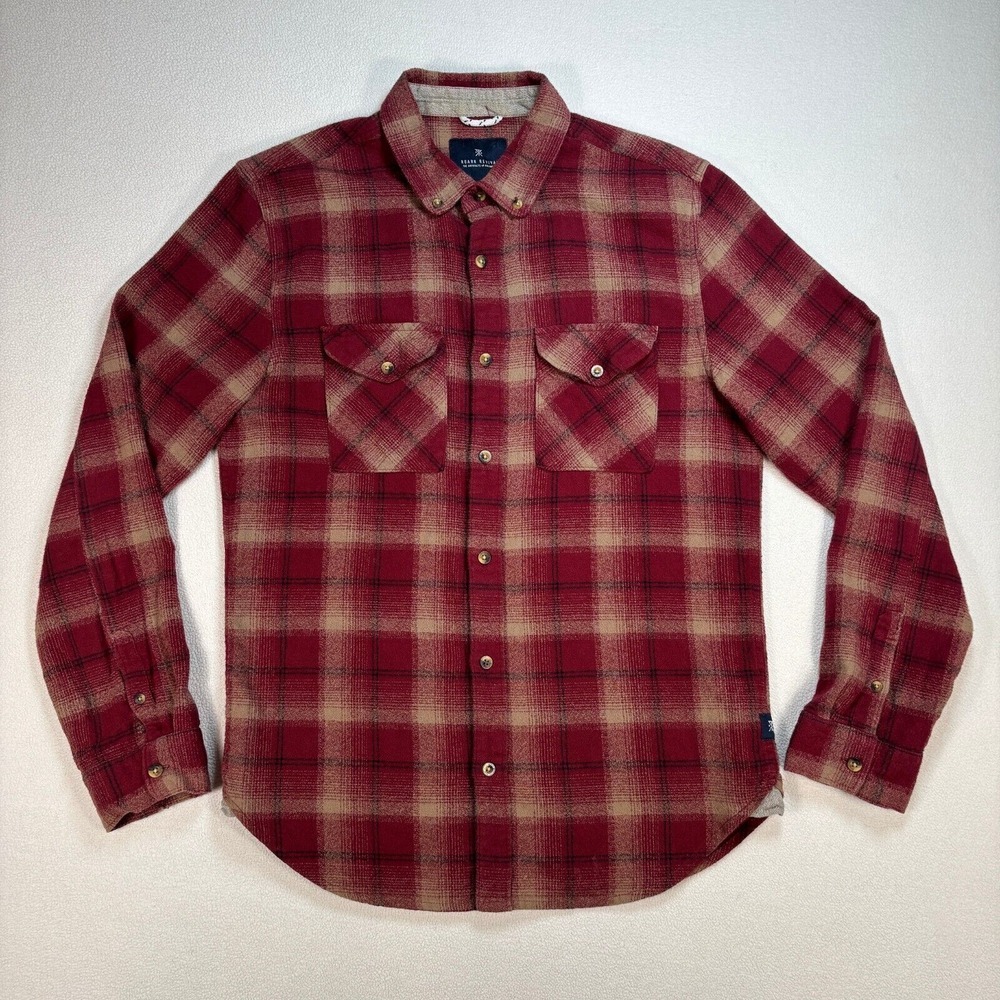 Roark Revival Flannel Shirt‎ Men's M Red Plaid Flap Pocket Cotton Button Down